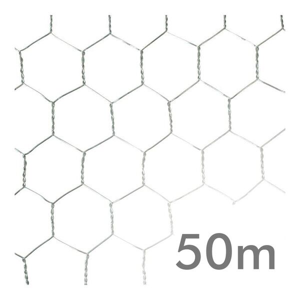 Malla de Gallinero de 50 Metros – Malla Triple Torsión Hexagonal Galvanizada  - Spadico