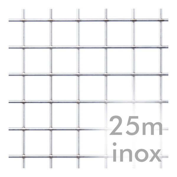 Malla metálica electrosoldada inoxidable AISI 304 rollos de 25m